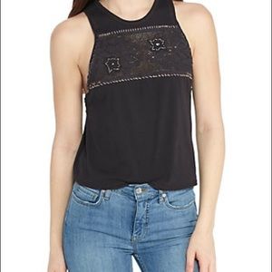 Free People Window Tank Raw Edge & Stitching Orang